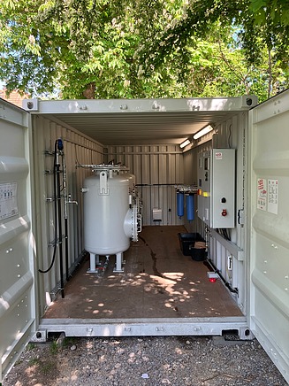 View into the container of the compact system.