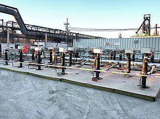 Detail of the gas-powered burners with extraction devices.