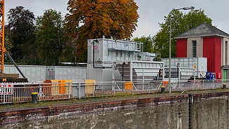 Picture of the construction water purification plant next to the Anderten lock