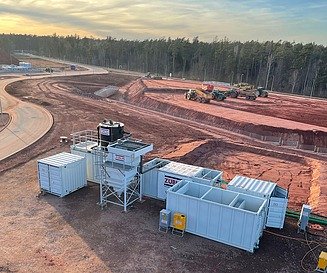Picture of the construction water purification plant on the grounds of the US military hospital in Weilerbach