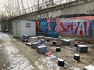 Das Sanierungsfeld mit den Heizelementen.