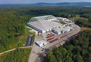 Aerial view of the enclosure over the landfill body