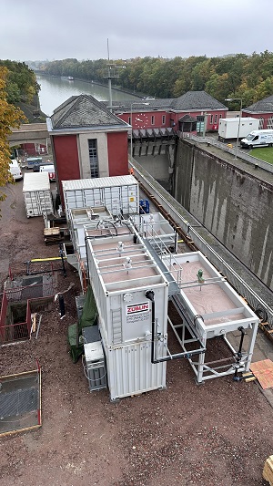 Picture of the entire construction site including the construction water purification system