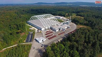 Aerial view of the enclosure over the landfill body