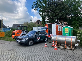 Staging area with cultivation container