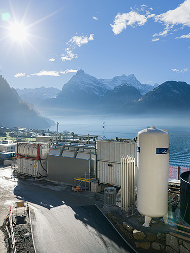 View of the entire construction site, including the tunnel water treatment plant