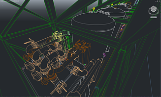 CAD drawing of the filter installed in the supporting structure of the listed wall